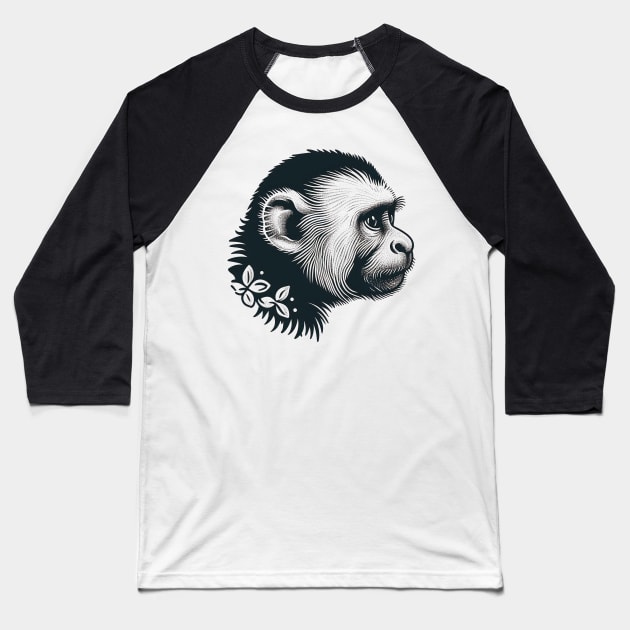 Sad Capuchin Monkey Baseball T-Shirt by SimpliPrinter